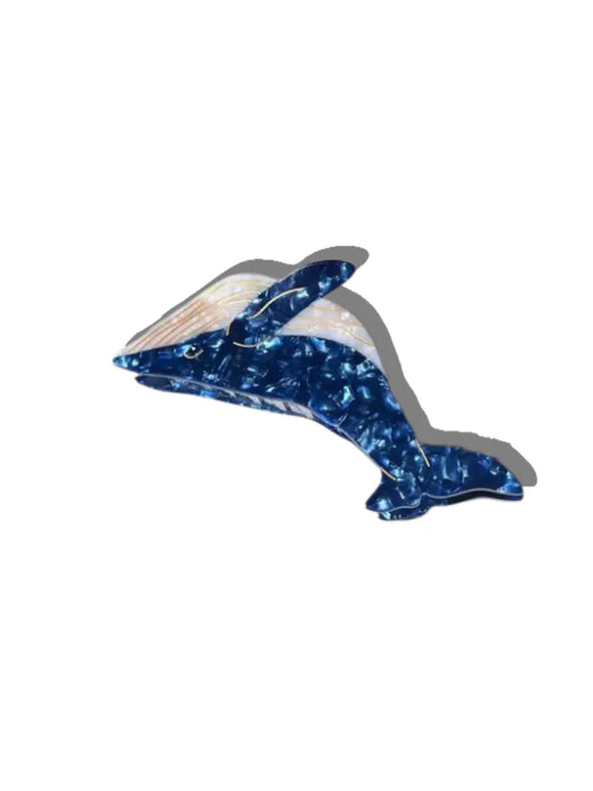 The Whale Hand Painted Claw Hair Clip