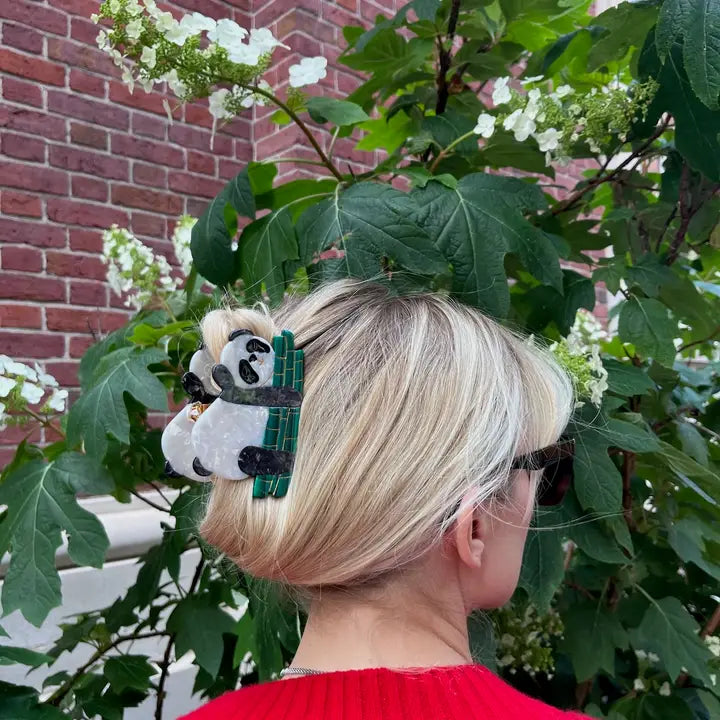 Panda Hand Painted Claw Hair Clip