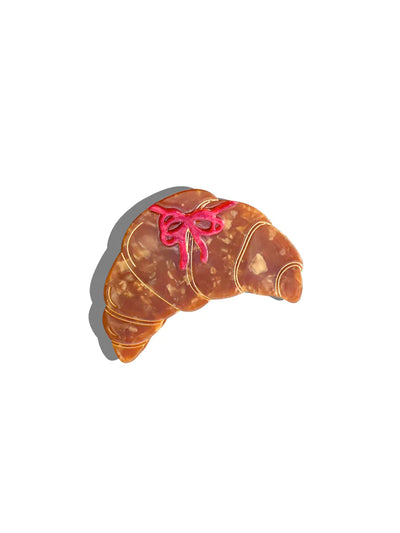 Bow Croissant Hand Painted Claw Hair Clip