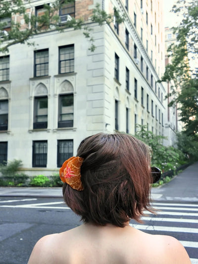 Bow Croissant Hand Painted Claw Hair Clip