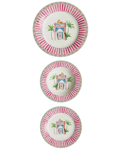 Sariska Porcelain Plates Set of 3 - Pink Unica