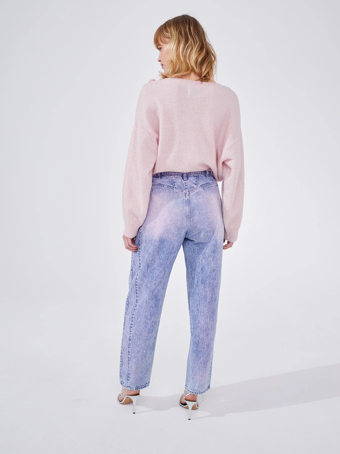 Hayley  Menzies Acid Wash Crystal Vintage Tapered Jeans