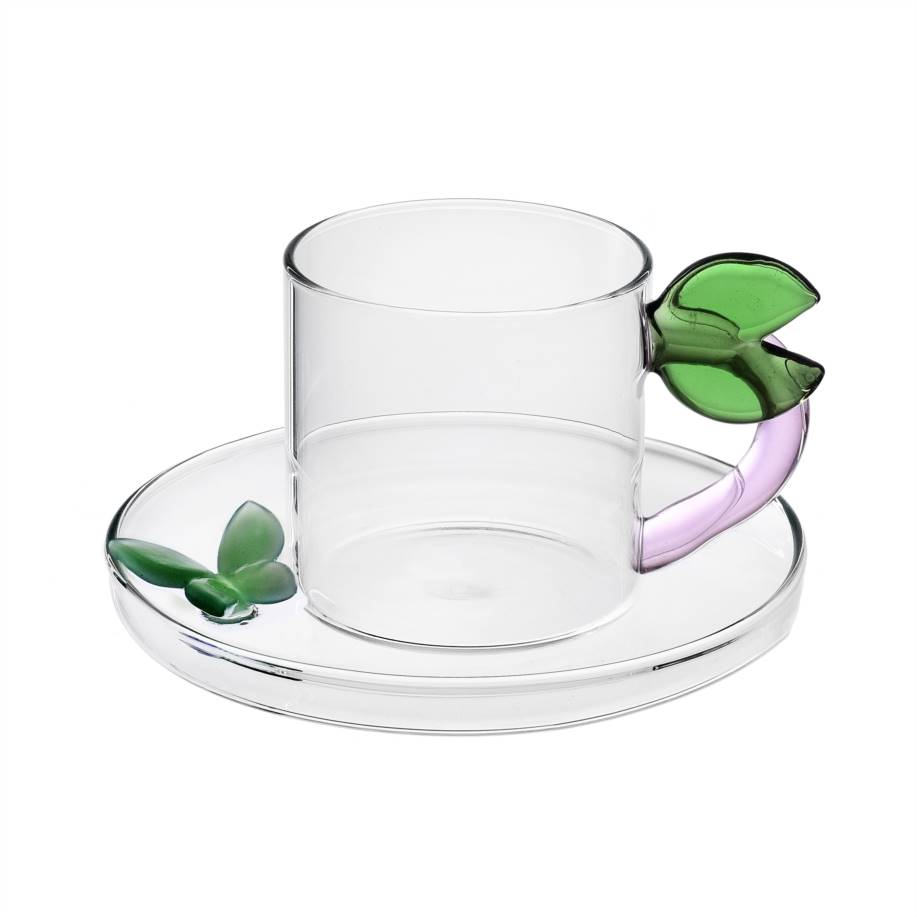 Ichendorf Glass Coffee Cup w/ Leaf