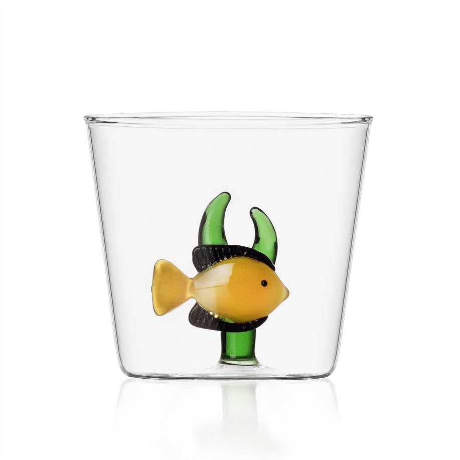 Ichendorf Glass Tumbler Yellow Fish Green Seaweed