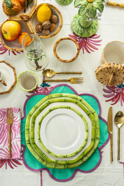 Les Ottomans Bamboo Porcelain Dinner Plate - Green