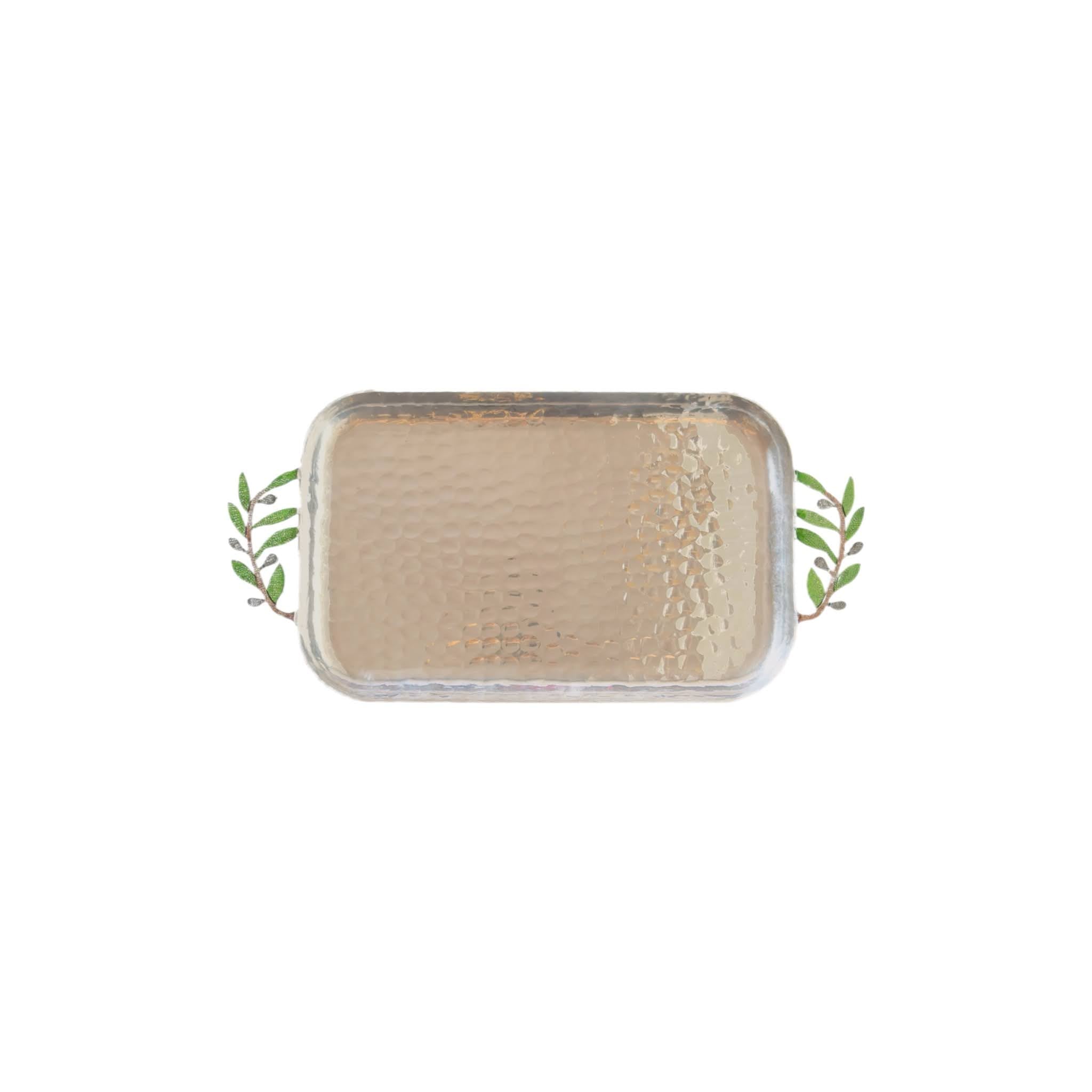 Tray.Aluminium with Olive Branch Handles - Silver