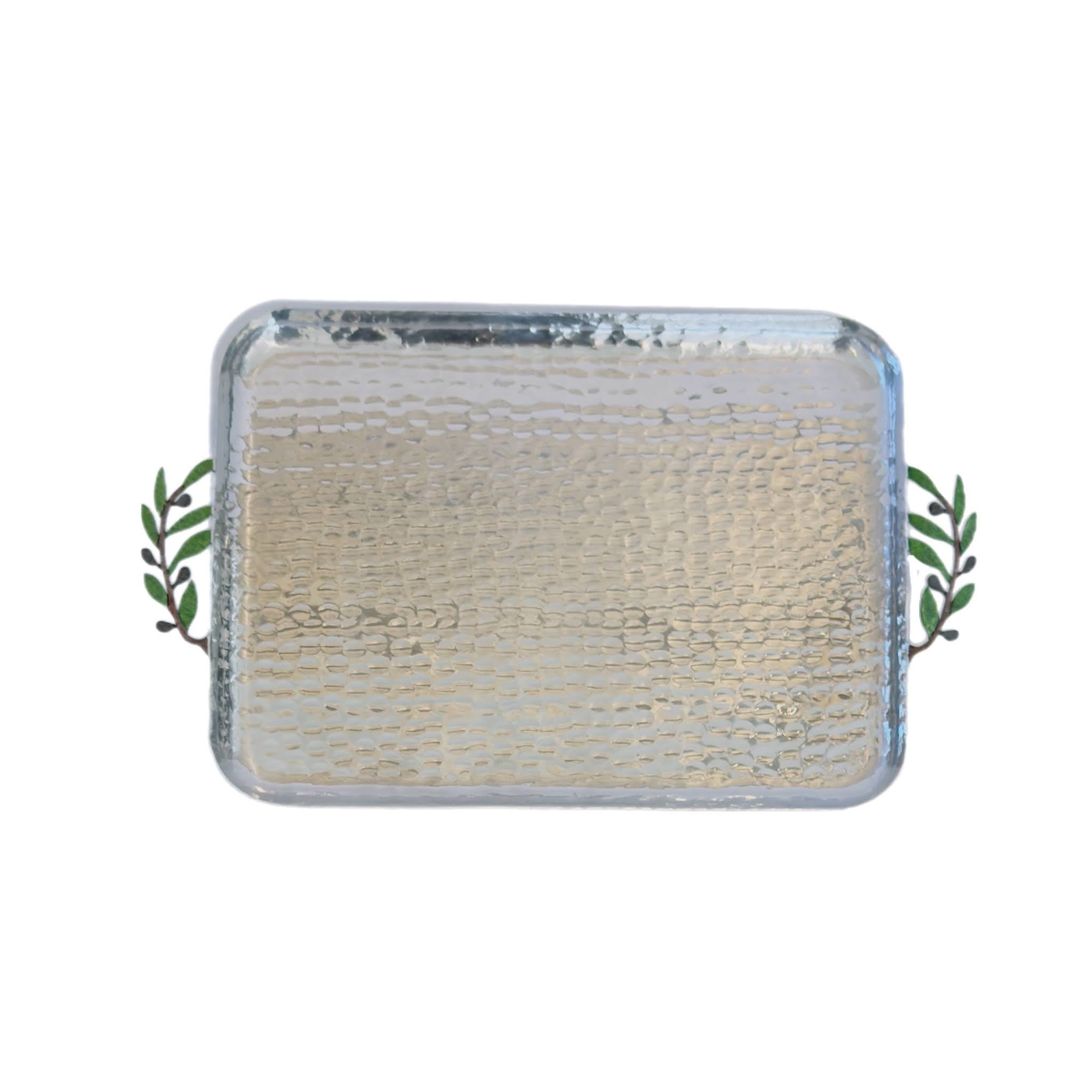 Tray.Aluminium with Olive Branch Handles - Silver