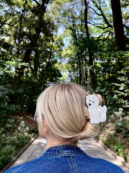 Bichon Frise Dog Hand Painted Claw Hair Clip