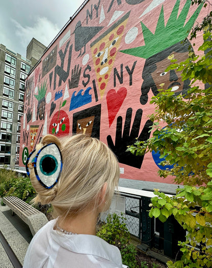 Evil Eye Hand Painted Claw Hair Clip