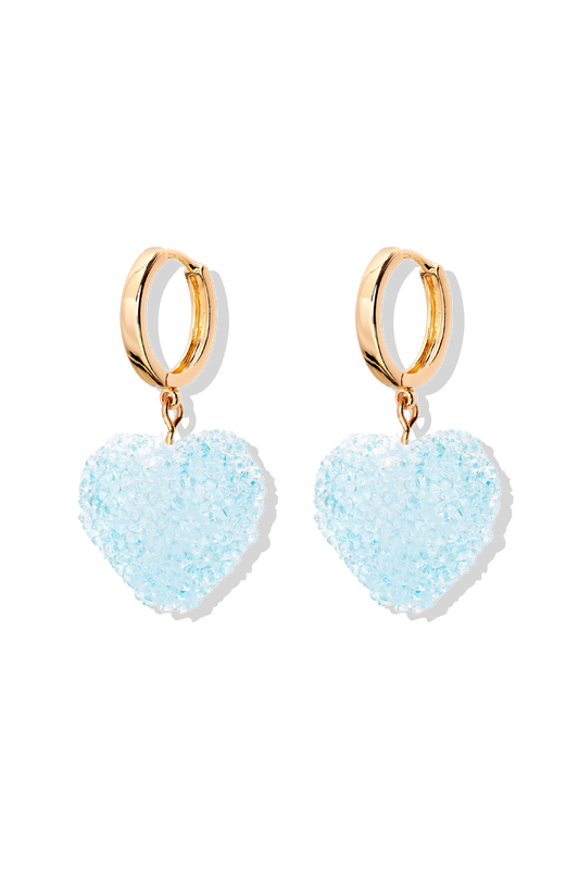 Crystal Haze Jelly Heart Hoops - Baby Blue