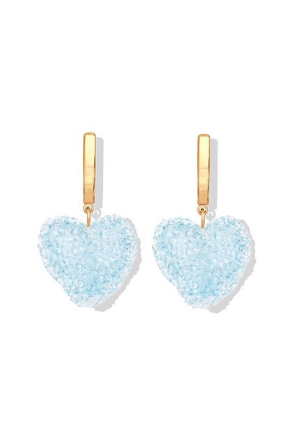 Crystal Haze Jelly Heart Hoops - Baby Blue