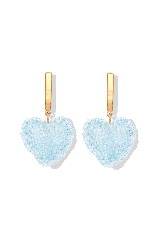 Crystal Haze Jelly Heart Hoops - Baby Blue