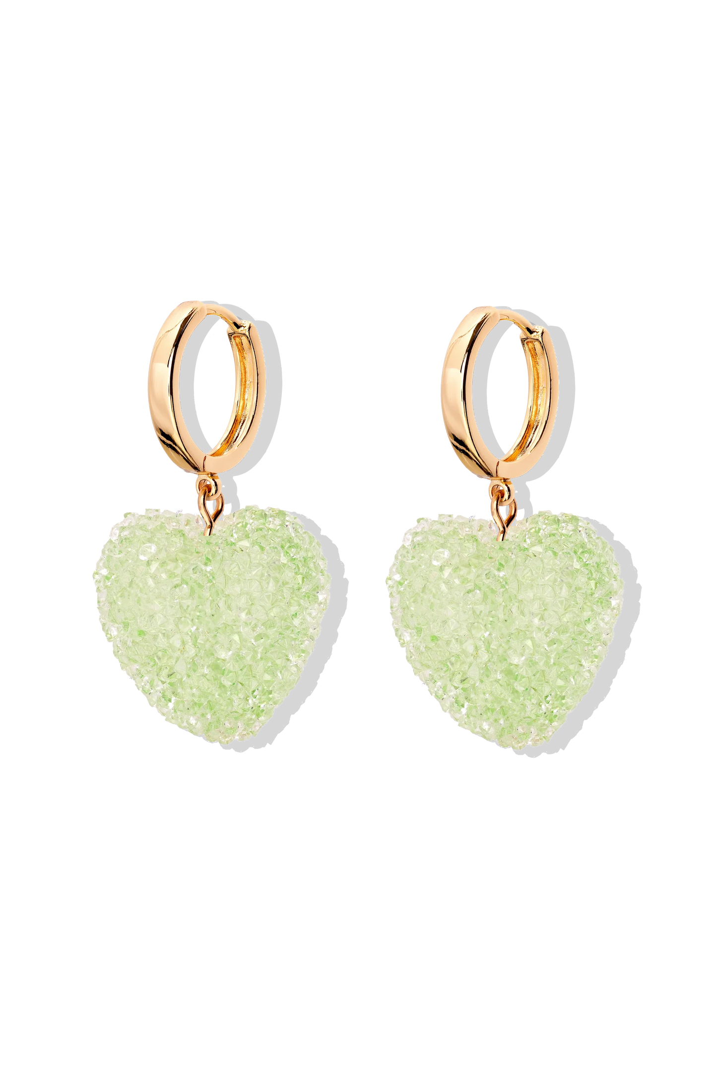 Crystal Haze Jelly Heart Hoops - Pistachio