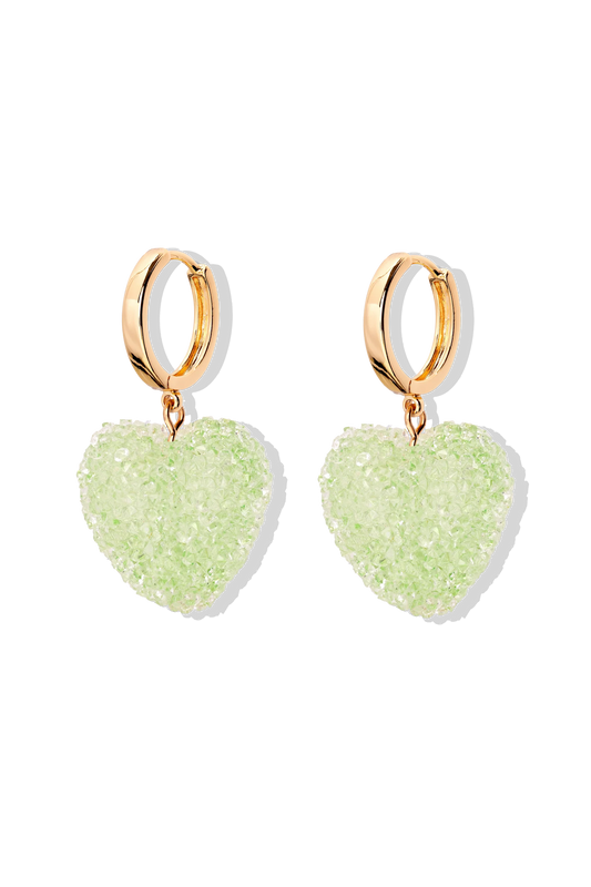 Crystal Haze Jelly Heart Hoops - Pistachio