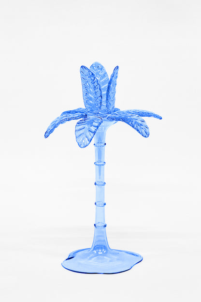 Las Palmas Hand Blown Glass Candle Holder - Royal Blue