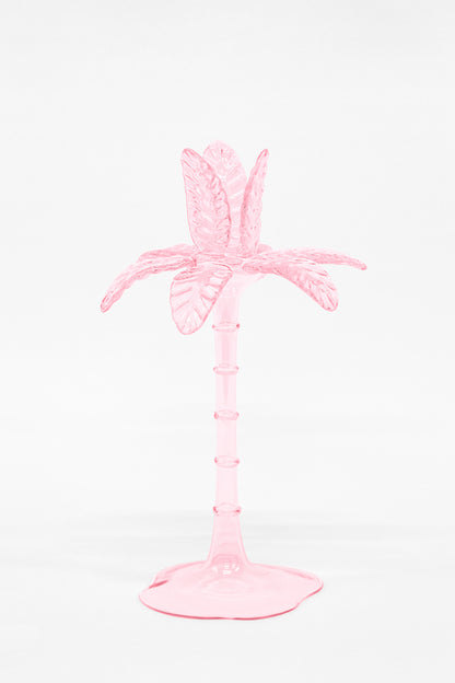 Las Palmas Hand Blown Glass Candle Holder - Pink