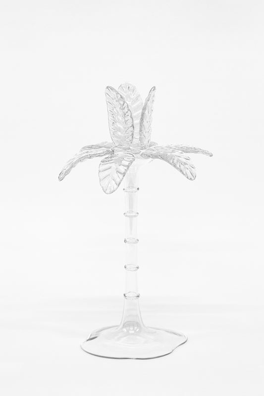 Las Palmas Hand Blown Glass Candle Holder - Clear