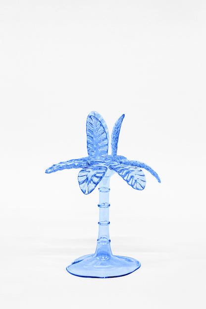 Las Palmas Hand Blown Glass Candle Holder - Royal Blue