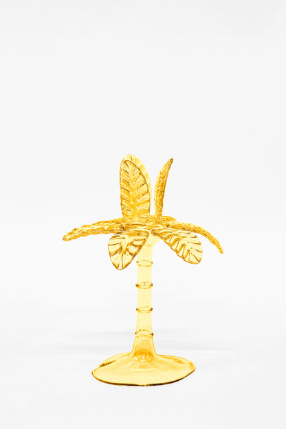 Las Palmas Hand Blown Glass Candle Holder - Amber