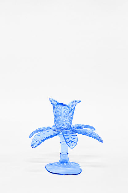 Las Palmas Hand Blown Glass Candle Holder - Royal Blue