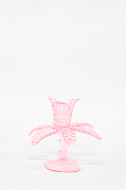 Las Palmas Hand Blown Glass Candle Holder - Pink
