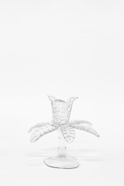 Las Palmas Hand Blown Glass Candle Holder - Clear