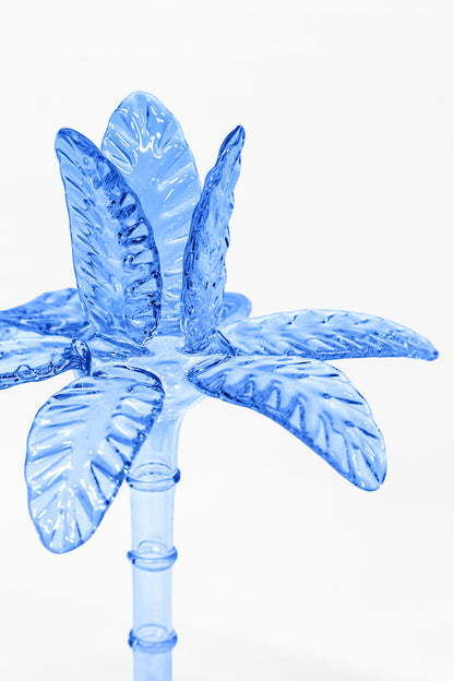 Las Palmas Hand Blown Glass Candle Holder - Royal Blue