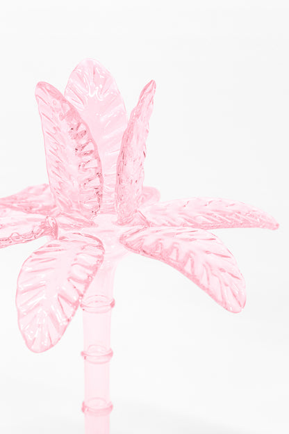 Las Palmas Hand Blown Glass Candle Holder - Pink