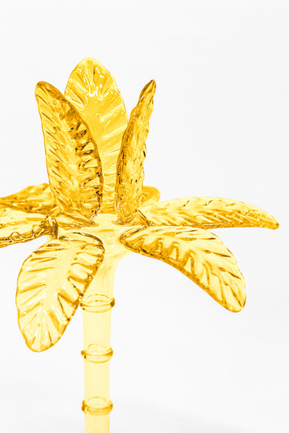 Las Palmas Hand Blown Glass Candle Holder - Amber