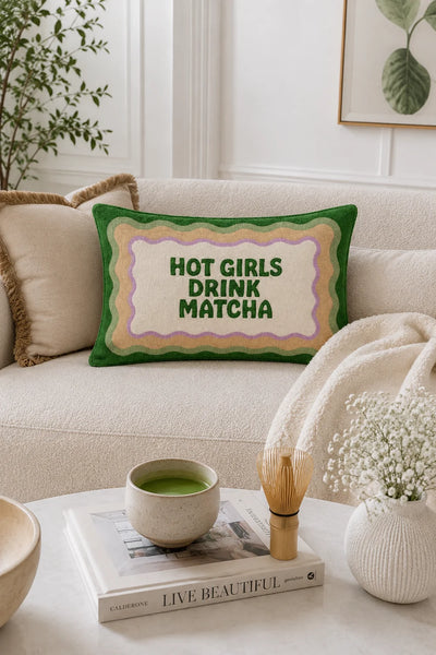 Hot Girls Drink Matcha Needlepoint Cushion