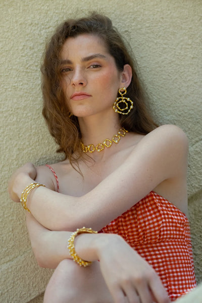 Multi Wave Hoops Earrings with Mini Pearls
