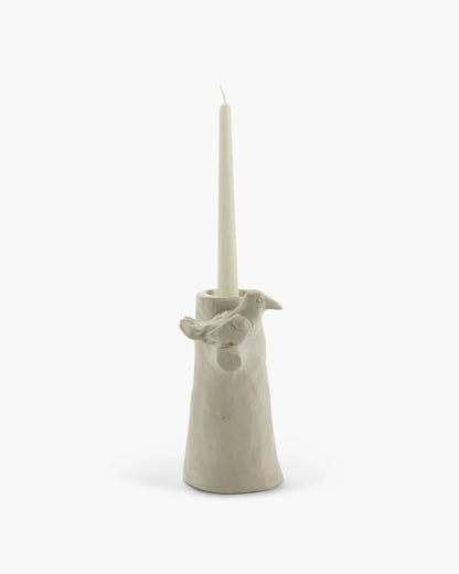 Candle Holder Bird Beige