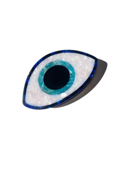 Evil Eye Hand Painted Claw Hair Clip