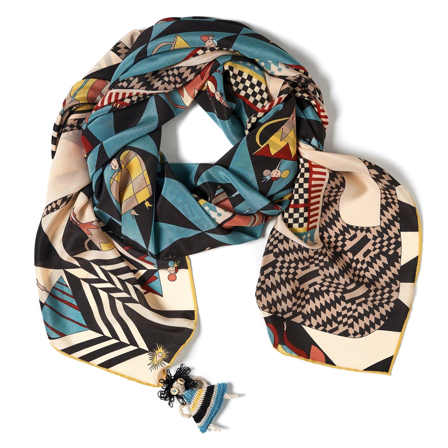 To the Ducks Silk Scarf - 137x137 cm - Blue