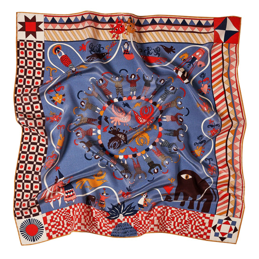 Tree of Hearts Silk Scarf - 64x64 cm