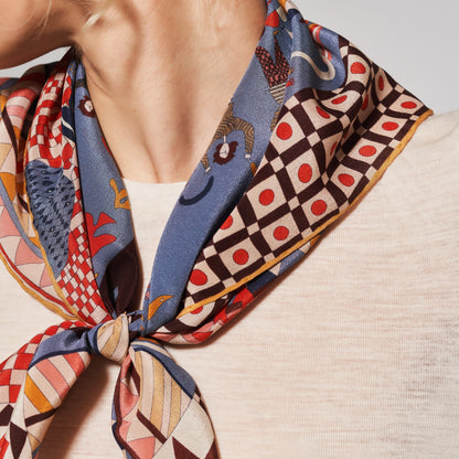 Tree of Hearts Silk Scarf - 64x64 cm