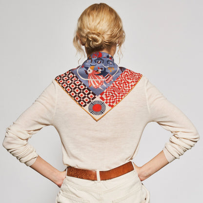 Tree of Hearts Silk Scarf - 64x64 cm