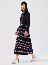 Load image into Gallery viewer, Hayley  Menzies Floral Chain Embroidered Crepe Shirt Dress
