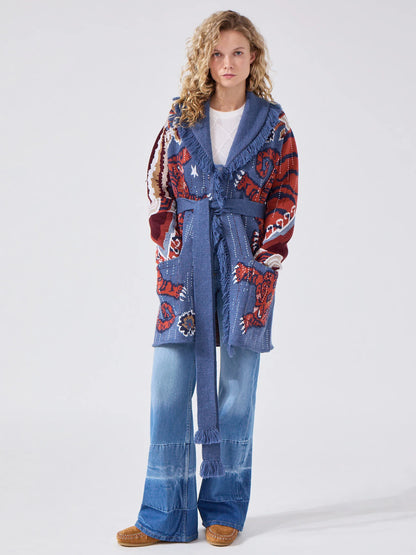 Hayley  Menzies Tibetan Tiger Merino Jacquard Short Cardigan