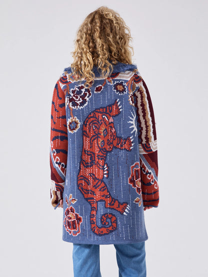 Hayley  Menzies Tibetan Tiger Merino Jacquard Short Cardigan