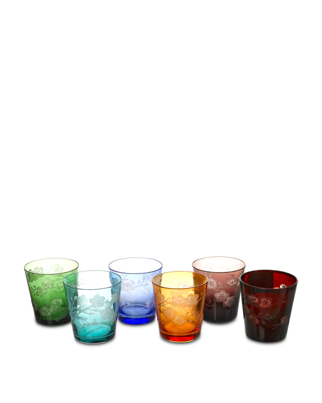 Pols Potten Multicolored Blossom Glasses - Set of six