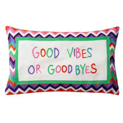 Good Vibes or Good Byes Needlepoint Cushion