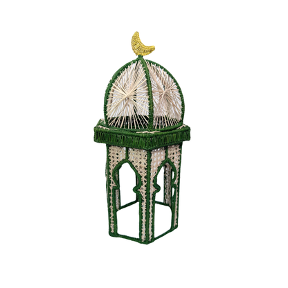 Irica Palm Hexagonal Minaret Candle Holder - Green