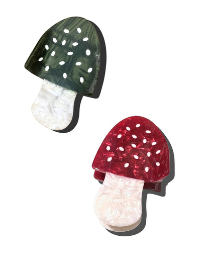 Mushroom Hand Painted Claw Hair Clip