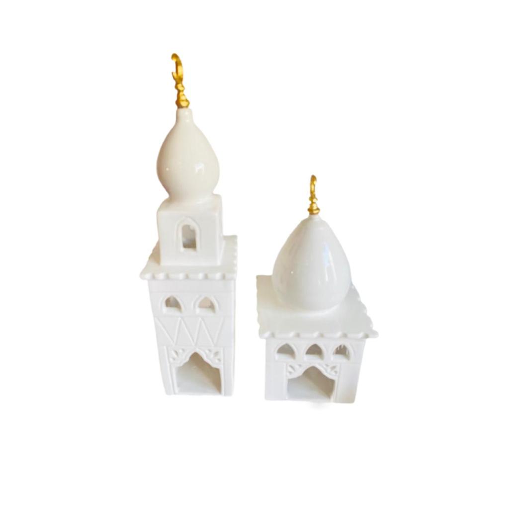 Mosque Candle Holder - White