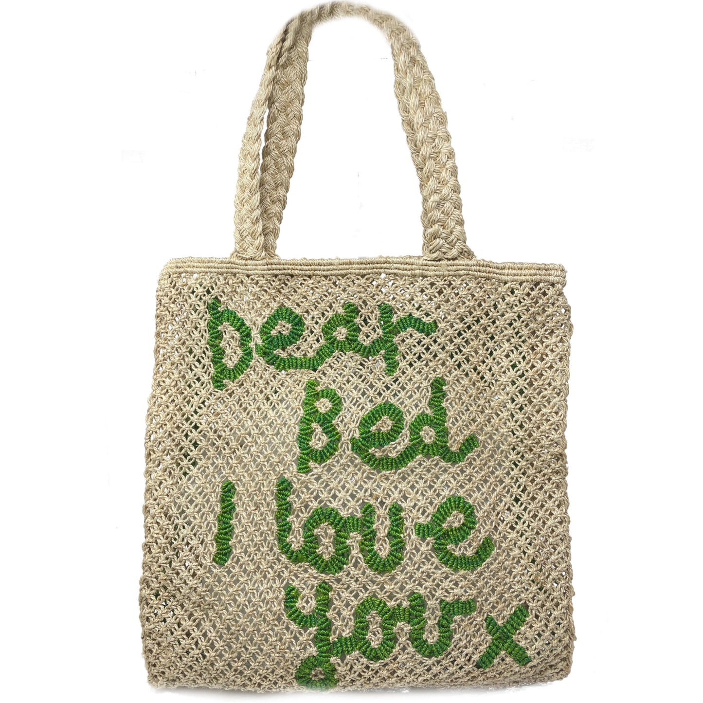 The Jackson Jute Tote Bag XLarge - Dear Bed I Love You X