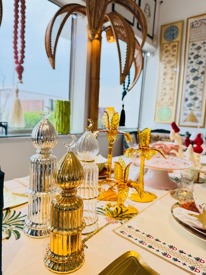 Las Palmas Hand Blown Glass Candle Holder - Amber