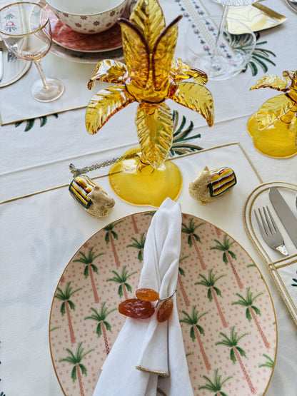 Las Palmas Hand Blown Glass Candle Holder - Amber