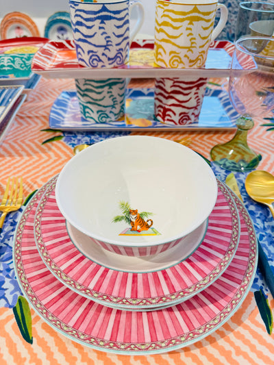 Indian Tiger Porcelain Rectangular Tray - Red