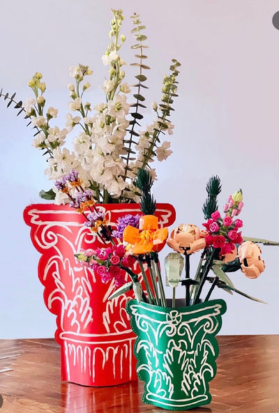 Corinthian Sleeve Vase - Red